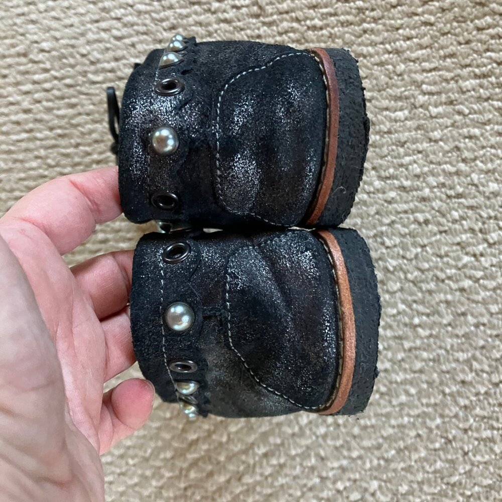 COACH Black Suede Roccasin Charms T-Rex Moccasins 10 Slip on Shearling Cozy - Picture 6 of 8